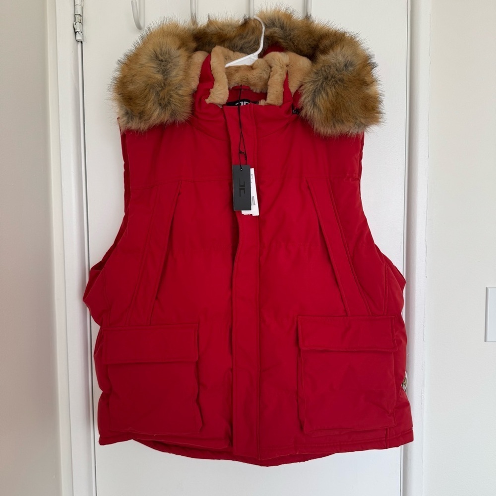 Jordan Craig Legacy Men's Yukon Fur Lined Hooded Puffer Vest in red 4XL - Picture 4 of 13